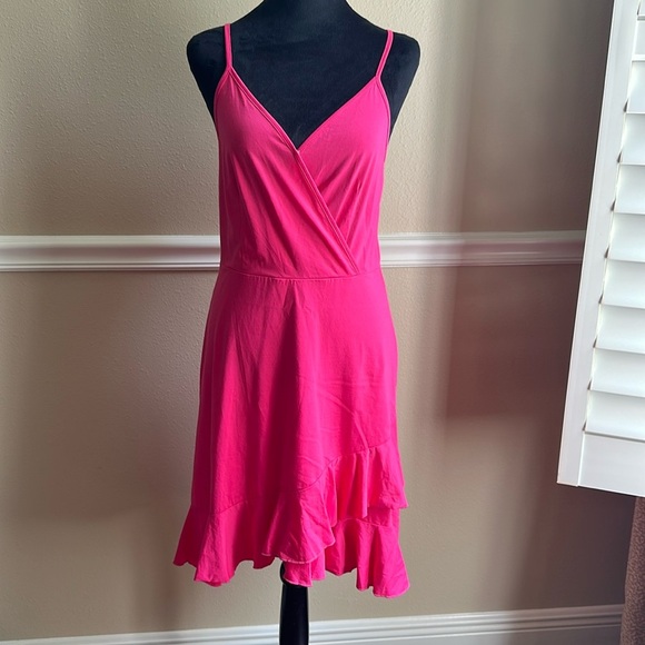 Woman’s Pink Wrap Style Dress Adjustable Straps  Size S Spring Summer - Picture 1 of 5